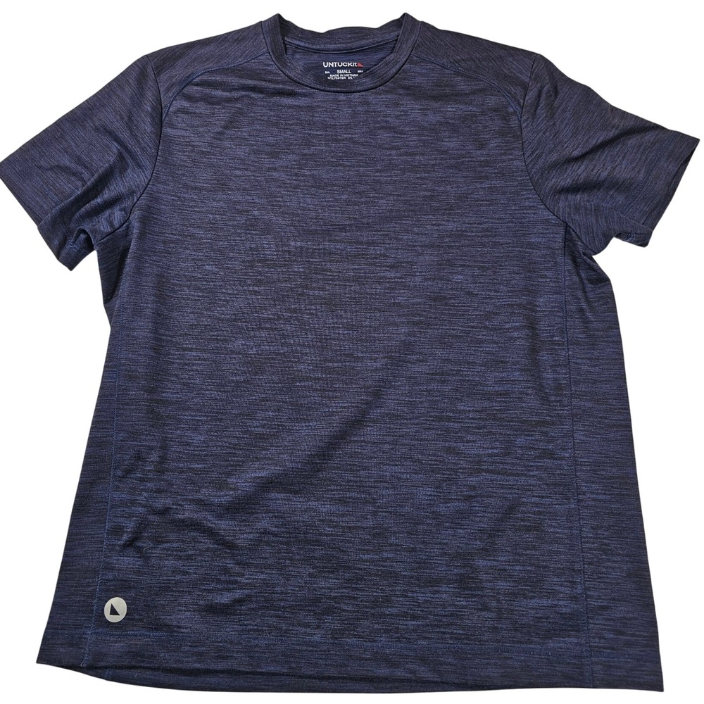 UNTUCKit Mens Small Navy Blue Space Dye Performance Short Sleeve T-Shirt Stretch